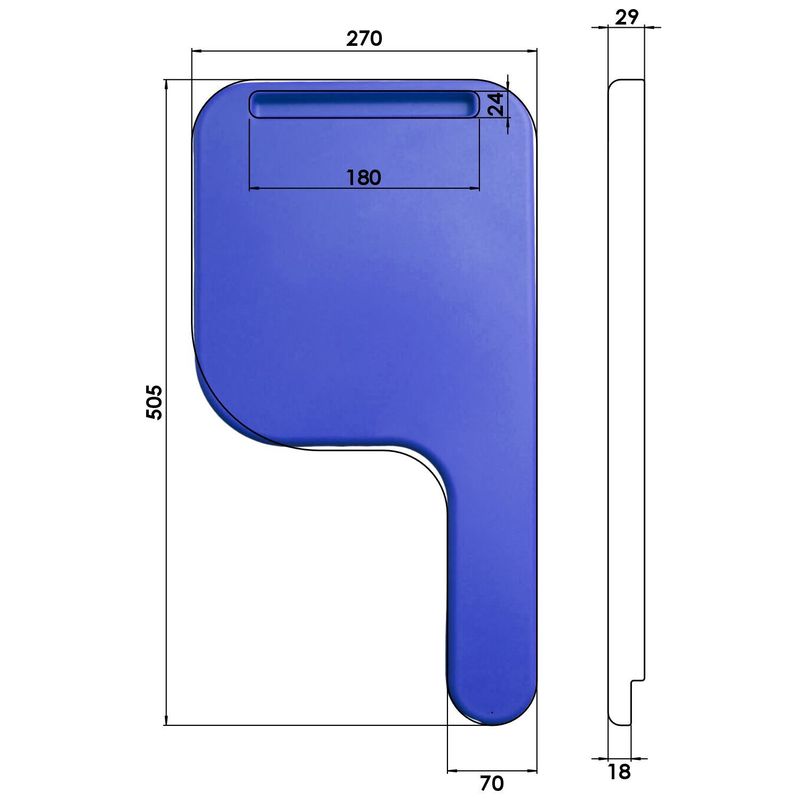 PRANCHETA PLÁSTICA COMBAT (MAX) AZUL DIREITA - MEU ESTOQUE GYN - Imagem 2