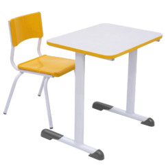 Conjunto Escolar Retangular (Mesa e Cadeira) - MATERNAL (01 a 03 ANOS) - Tampo MDF - Amarelo