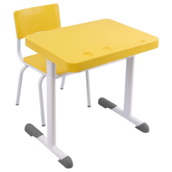 Conjunto Escolar Retangular (Mesa e Cadeira) - MATERNAL (01 a 03 ANOS) - Tampo PP - Amarelo