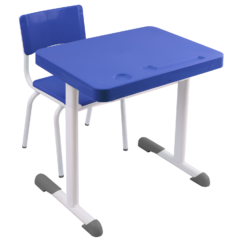 Conjunto Escolar Retangular (Mesa e Cadeira) - MATERNAL (01 a 03 ANOS) - Tampo PP - Azul
