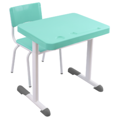 Conjunto Escolar Retangular (Mesa e Cadeira) - MATERNAL (01 a 03 ANOS) - Tampo PP - Verde Água