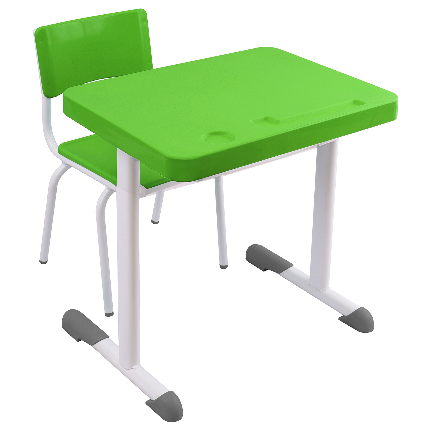 Conjunto Escolar Retangular (Mesa e Cadeira) - MATERNAL (01 a 03 ANOS) - Tampo PP - Verde Limão