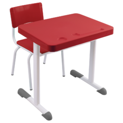 Conjunto Escolar Retangular (Mesa e Cadeira) - MATERNAL (01 a 03 ANOS) - Tampo PP - Vermelho