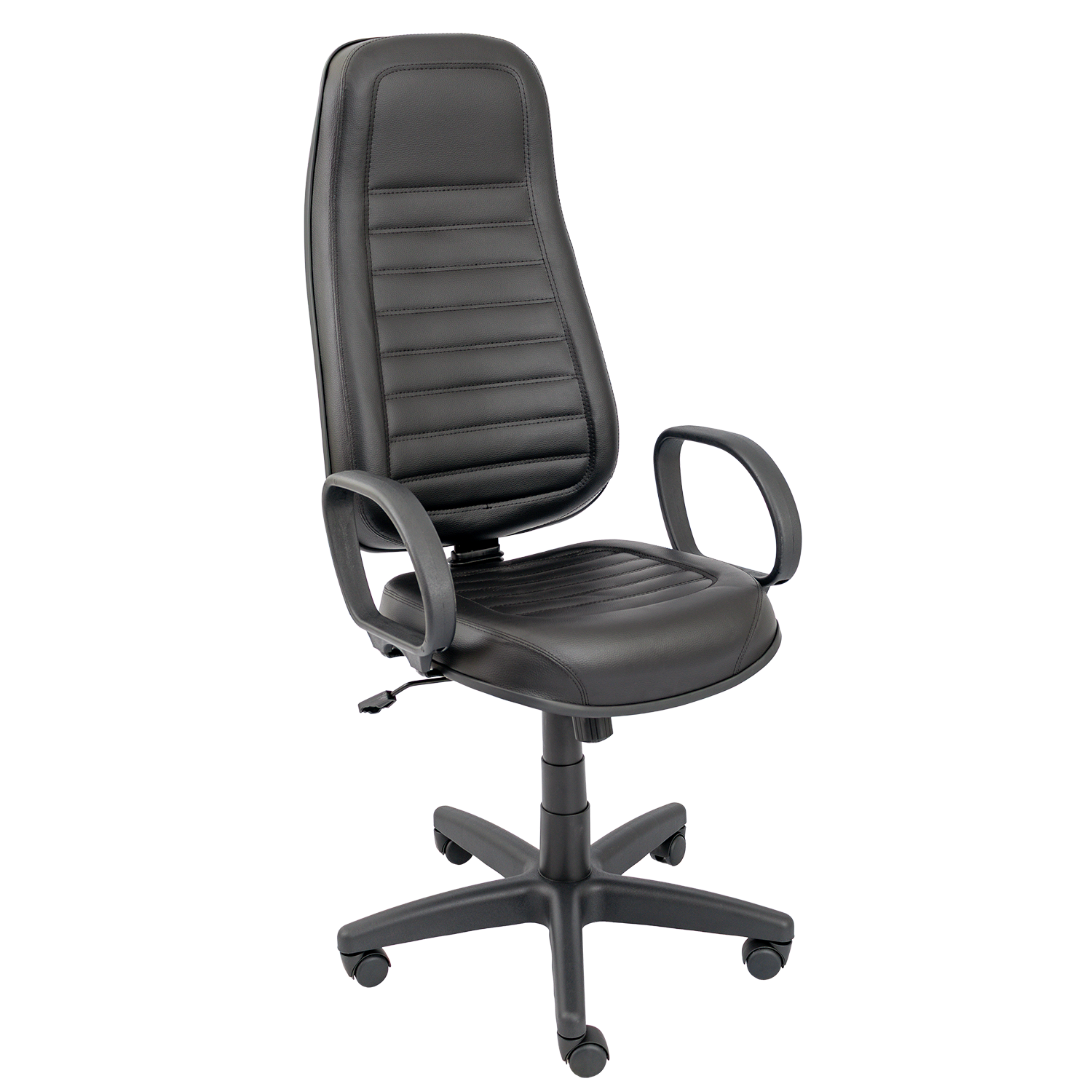 CADEIRA PRESIDENTE ALTA COSTURADA BASE C/ RELAX RODÍZIO PP BRAÇO FIXO CORSA