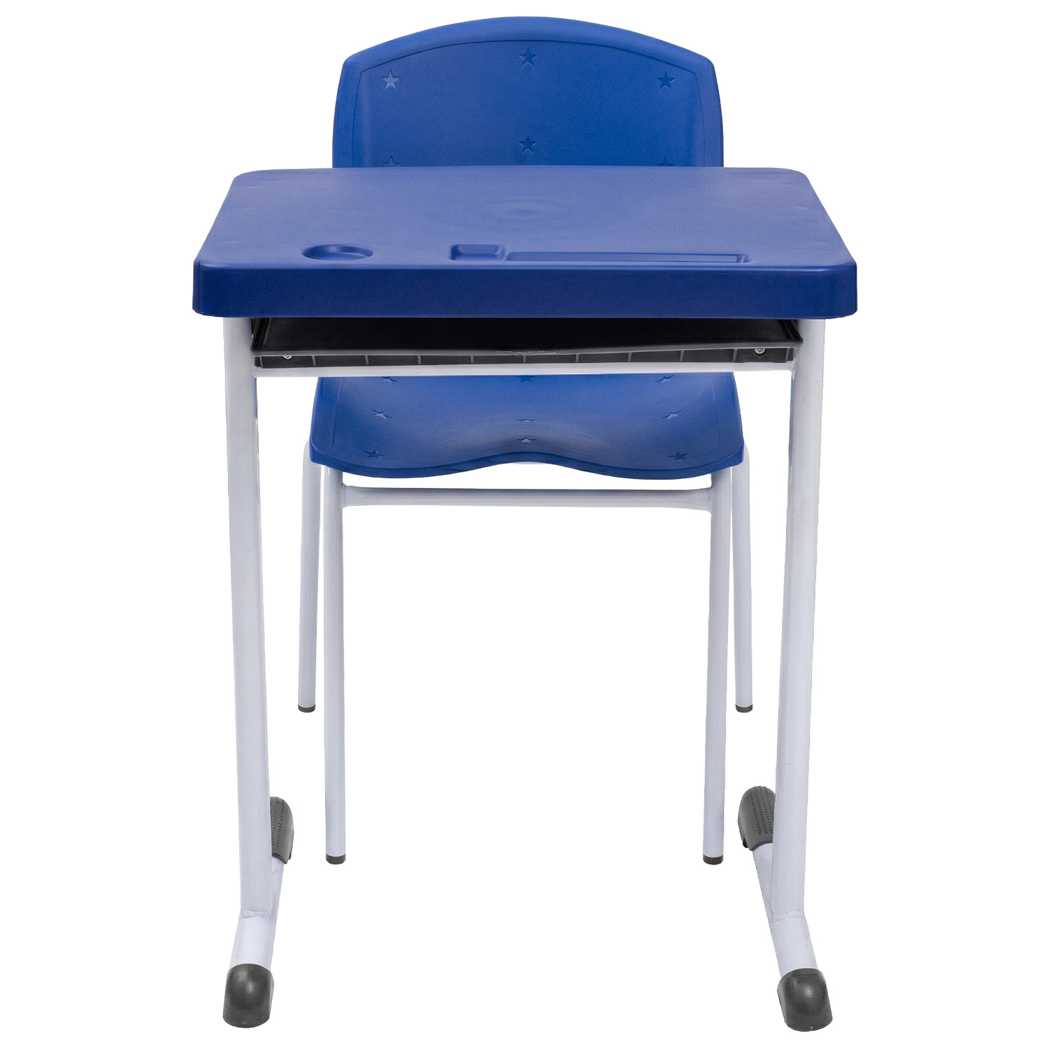 Conjunto Escolar Retangular (Mesa e Cadeira) – ADULTO (ACIMA DE 10 ANOS) – Tampo PP – Azul - Imagem 3
