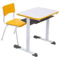 Conjunto Escolar Retangular (Mesa e Cadeira) - INFANTIL (03 a 06 ANOS) - Tampo MDF - Amarelo