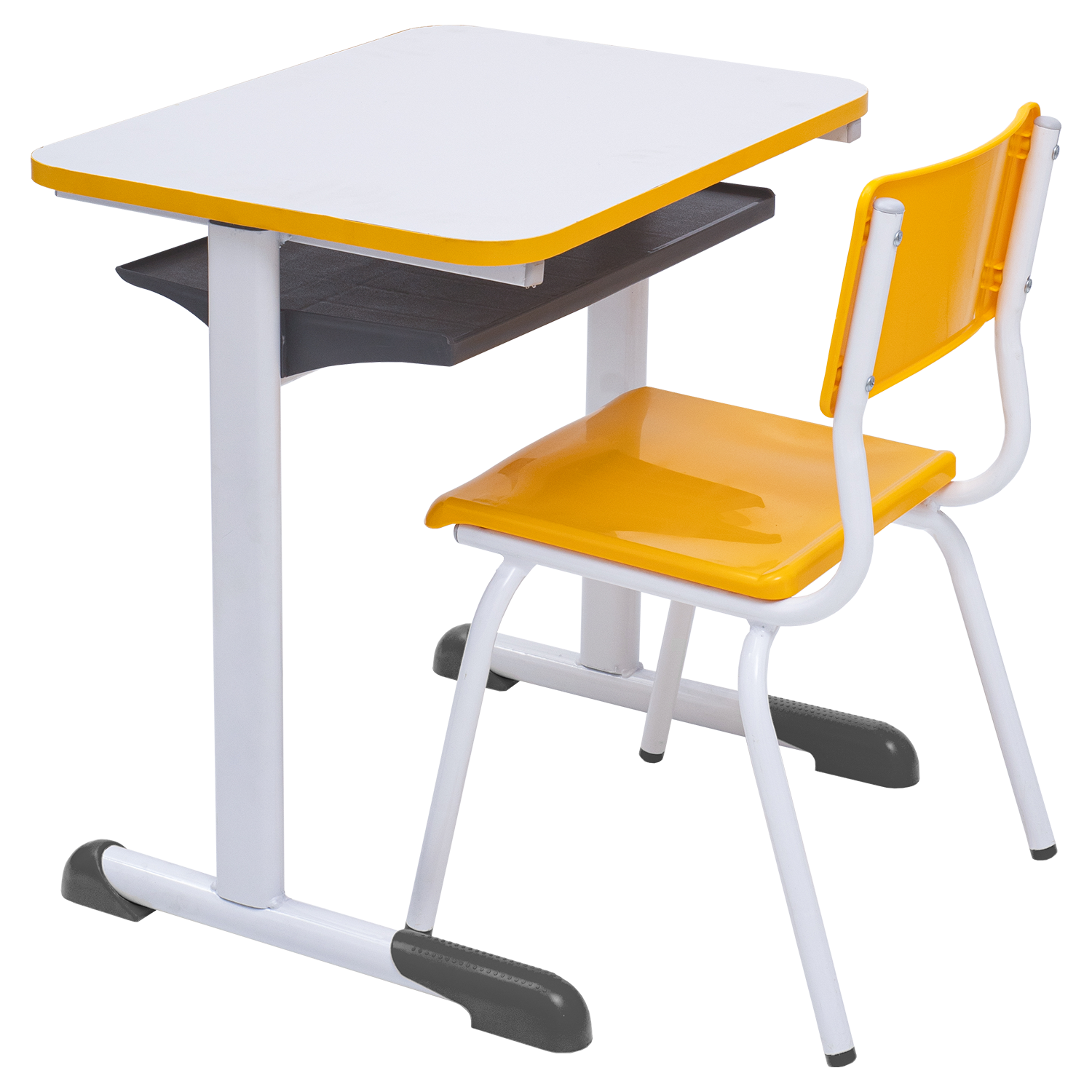 Conjunto Escolar Retangular (Mesa e Cadeira) - INFANTIL (03 a 06 ANOS) - Tampo MDF - Amarelo - Imagem 2