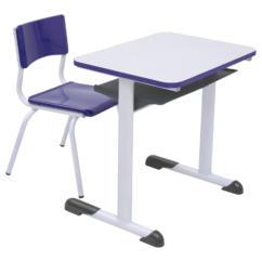 Conjunto Escolar Retangular (Mesa e Cadeira) - INFANTIL (03 a 06 ANOS) - Tampo MDF - Azul