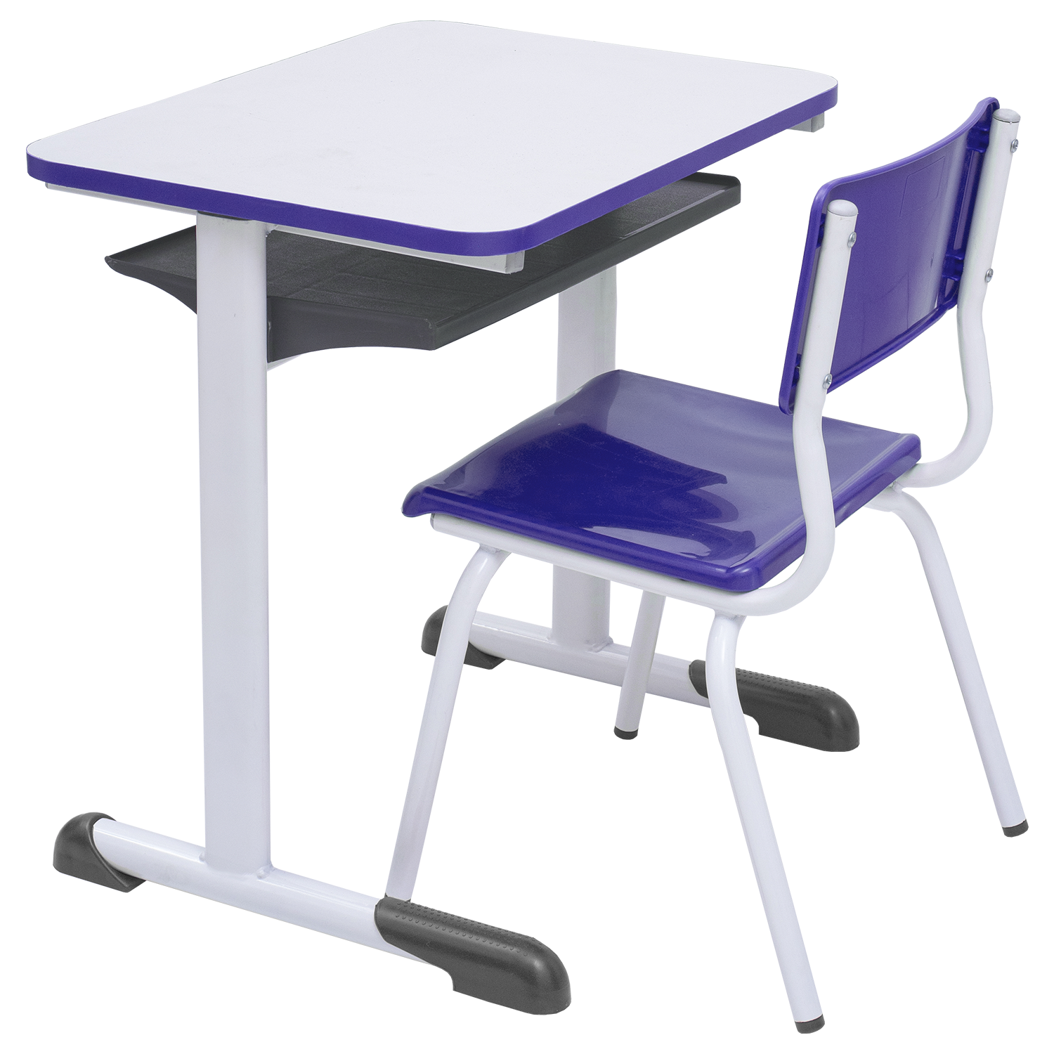 Conjunto Escolar Retangular (Mesa e Cadeira) - INFANTIL (03 a 06 ANOS) - Tampo MDF - Azul - Imagem 2