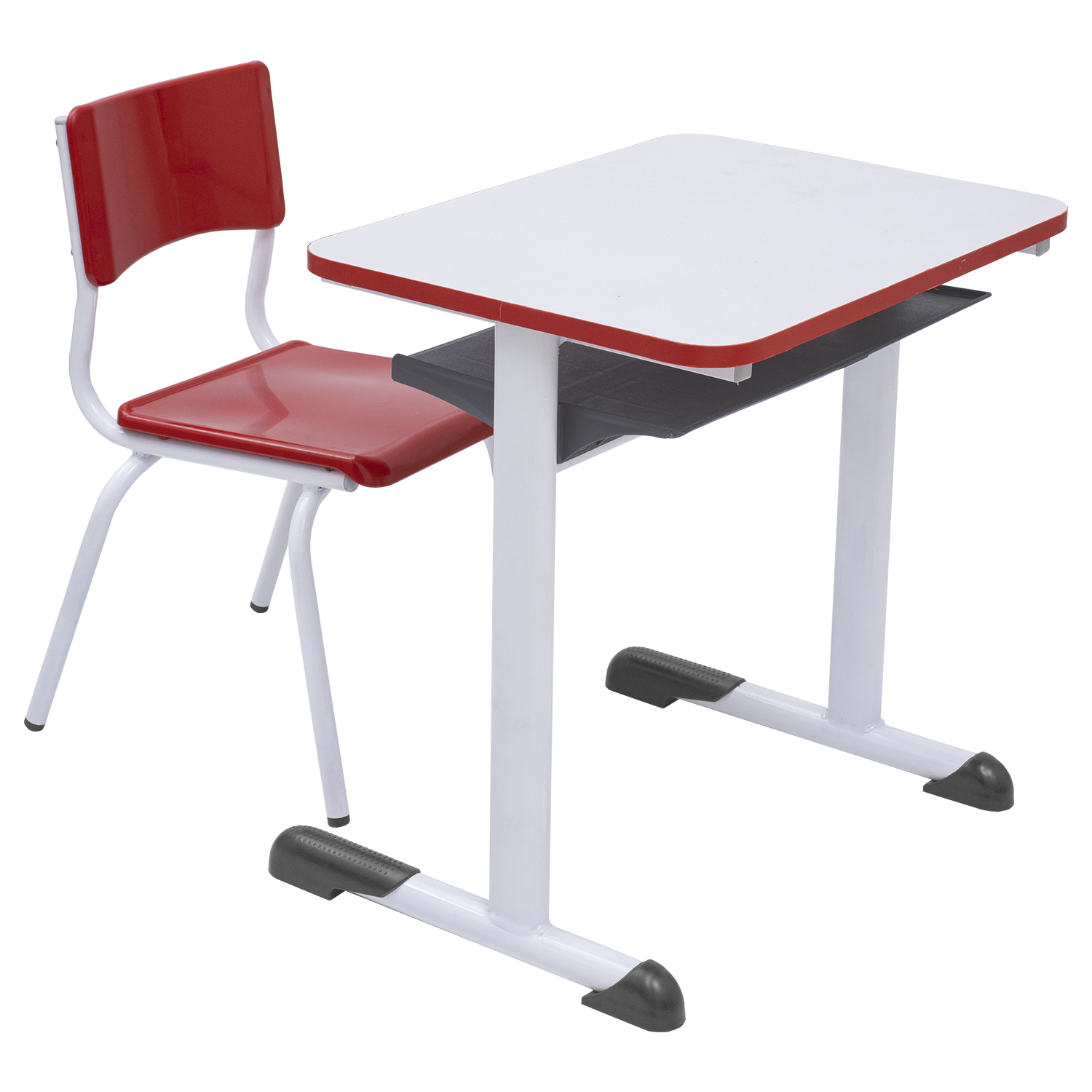 Conjunto Escolar Retangular (Mesa e Cadeira) - INFANTIL (03 a 06 ANOS) - Tampo MDF - Vermelho