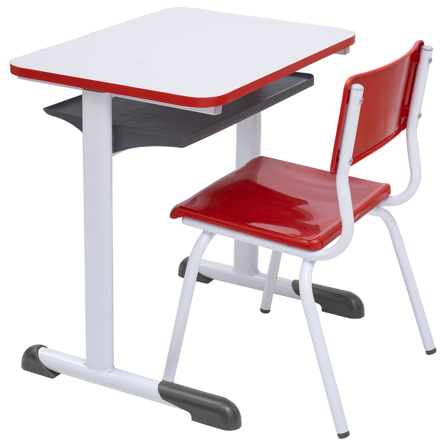 Conjunto Escolar Retangular (Mesa e Cadeira) - INFANTIL (03 a 06 ANOS) - Tampo MDF - Vermelho - Imagem 2