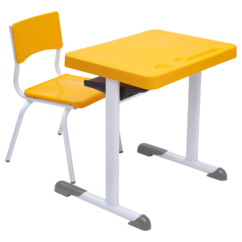 Conjunto Escolar Retangular (Mesa e Cadeira) - INFANTIL (03 a 06 ANOS) - Tampo PP - Amarelo