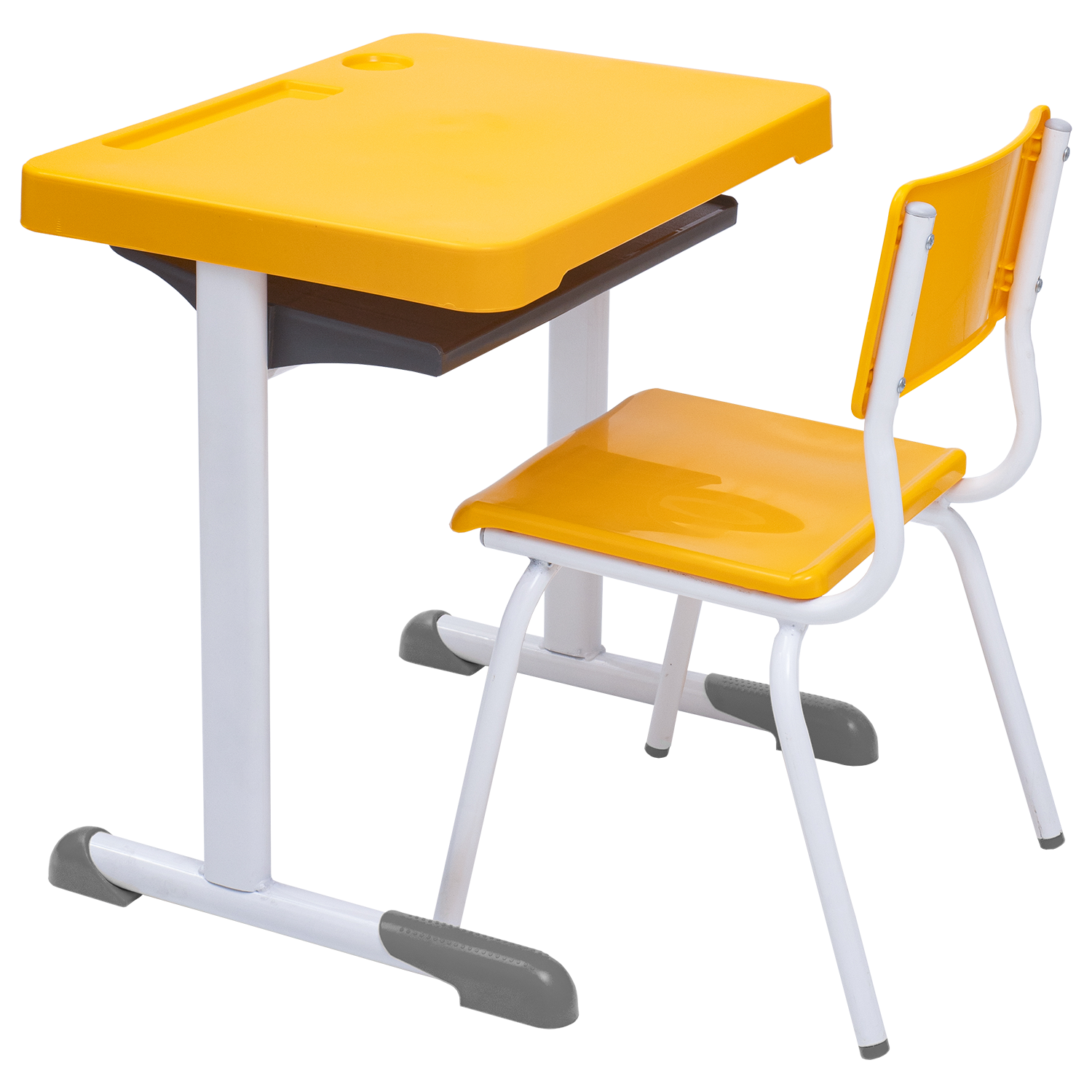 Conjunto Escolar Retangular (Mesa e Cadeira) - INFANTIL (03 a 06 ANOS) - Tampo PP - Amarelo - Imagem 2