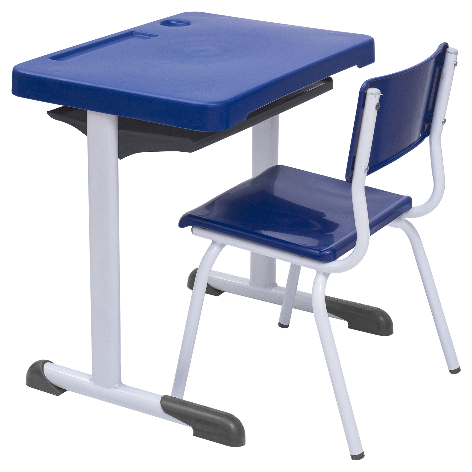 Conjunto Escolar Retangular (Mesa e Cadeira) - INFANTIL (03 a 06 ANOS) - Tampo PP - Azul - Imagem 2