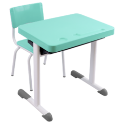 Conjunto Escolar Retangular (Mesa e Cadeira) - INFANTIL (03 a 06 ANOS) - Tampo PP - Verde Água