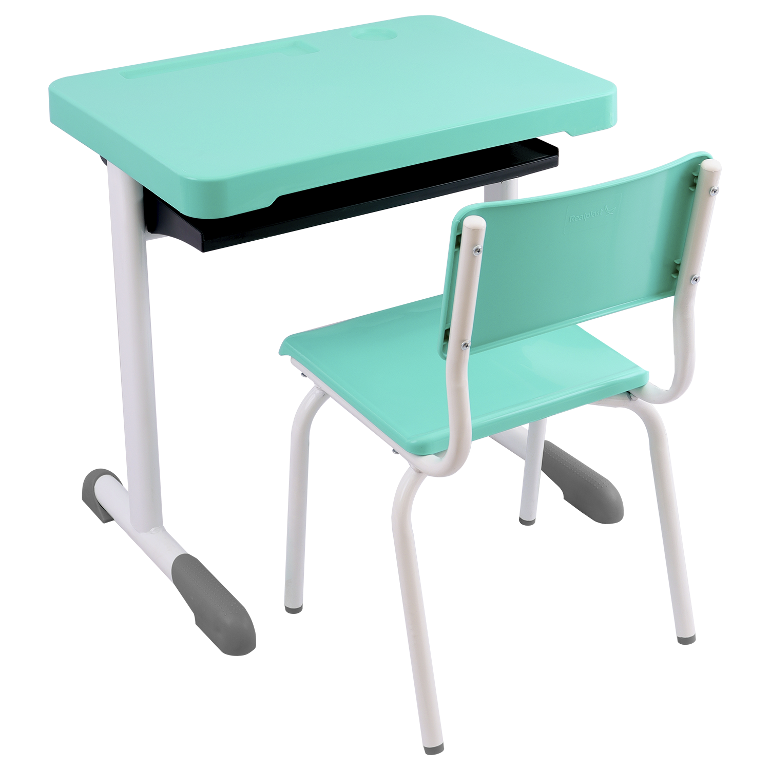 Conjunto Escolar Retangular (Mesa e Cadeira) - INFANTIL (03 a 06 ANOS) - Tampo PP - Verde Água - Imagem 2