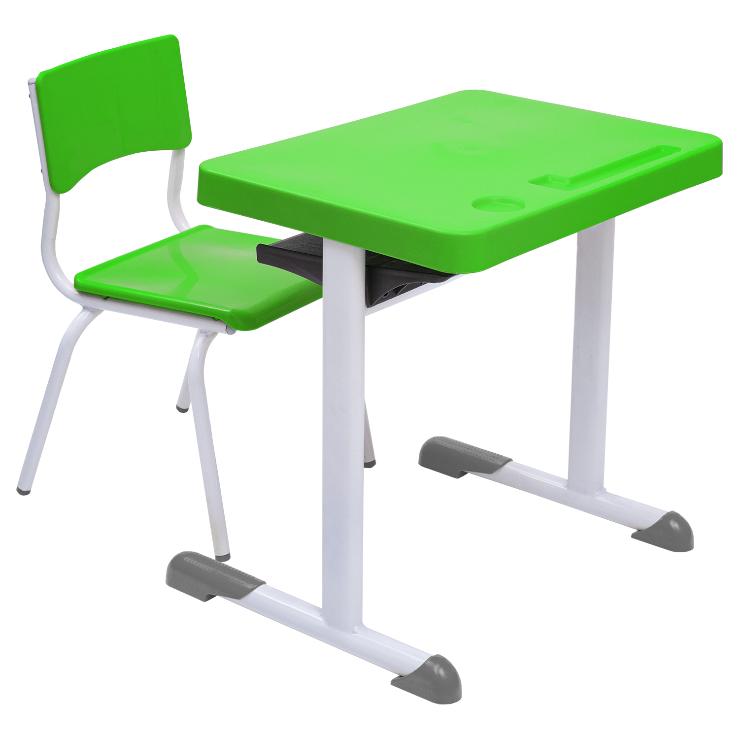 Conjunto Escolar Retangular (Mesa e Cadeira) - INFANTIL (03 a 06 ANOS) - Tampo PP - Verde Limão