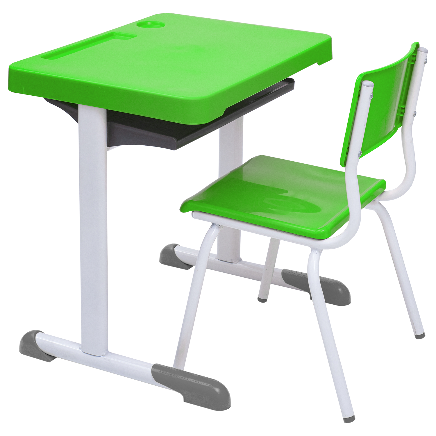 Conjunto Escolar Retangular (Mesa e Cadeira) - INFANTIL (03 a 06 ANOS) - Tampo PP - Verde Limão - Imagem 2