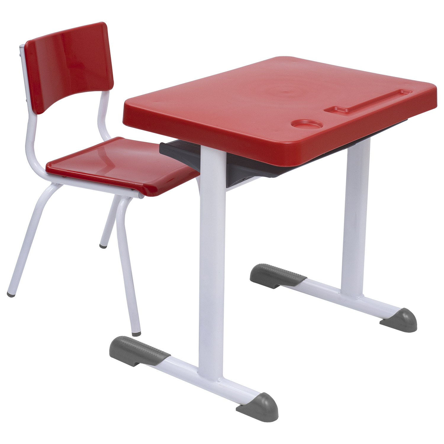 Conjunto Escolar Retangular (Mesa e Cadeira) - INFANTIL (03 a 06 ANOS) - Tampo PP - Vermelho