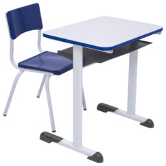 Conjunto Escolar Retangular (Mesa e Cadeira) – JUVENIL (06 a 10 ANOS) – Tampo MDF - Azul
