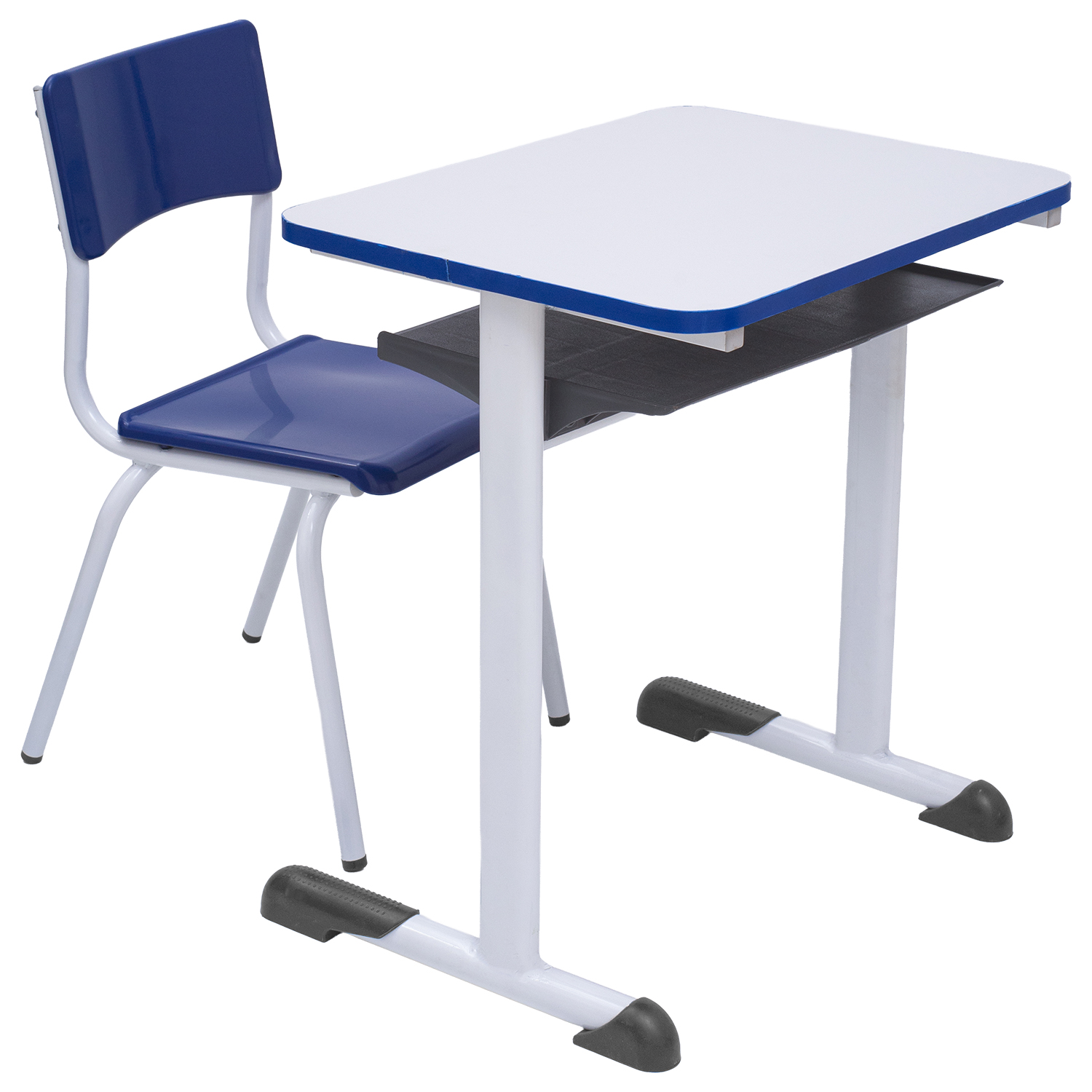 Conjunto Escolar Retangular (Mesa e Cadeira) – JUVENIL (06 a 10 ANOS) – Tampo MDF - Azul