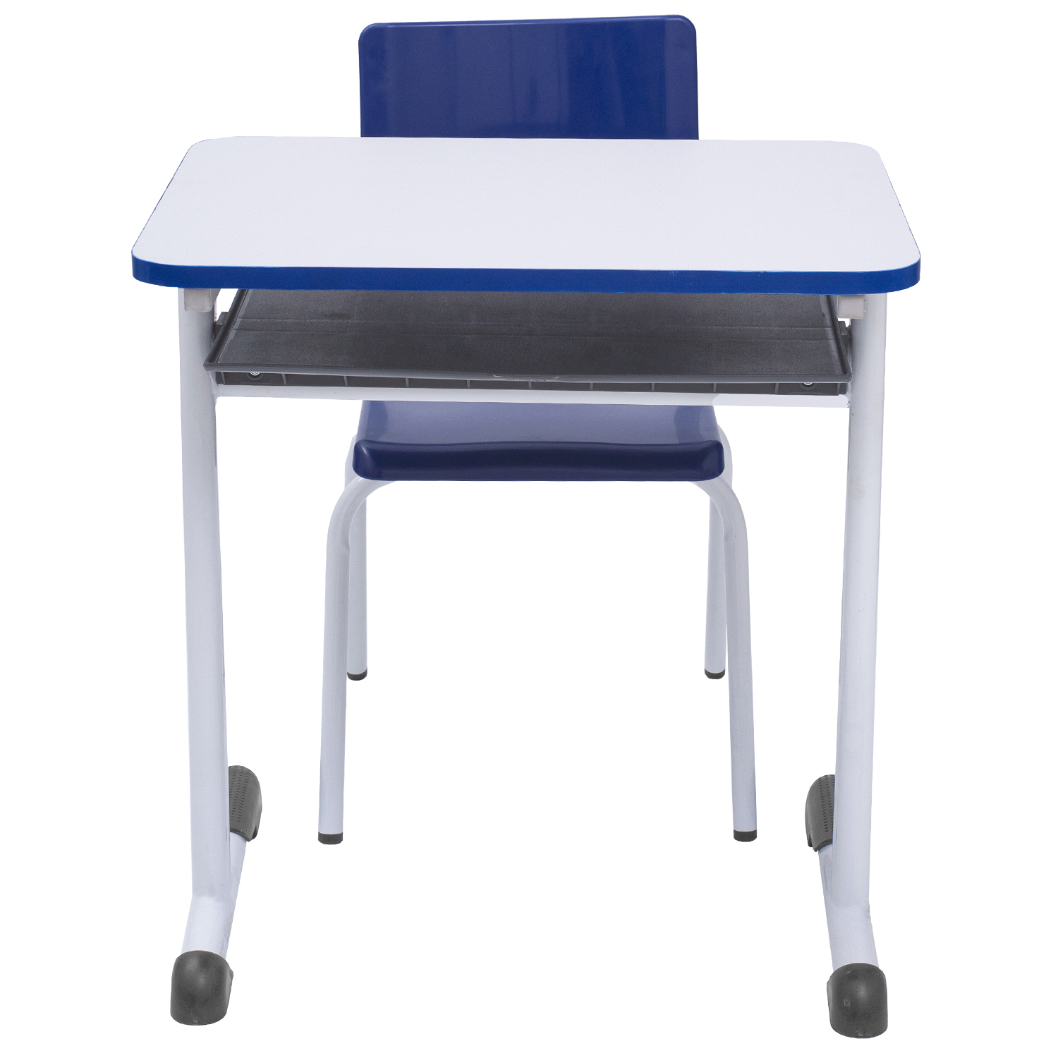 Conjunto Escolar Retangular (Mesa e Cadeira) – JUVENIL (06 a 10 ANOS) – Tampo MDF - Azul - Imagem 3