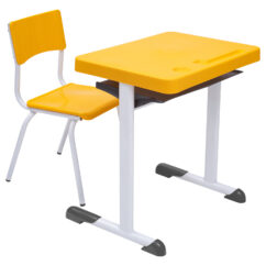 Conjunto Escolar Retangular (Mesa e Cadeira) – JUVENIL (06 a 10 ANOS) – Tampo PP – Amarelo