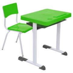 Conjunto Escolar Retangular (Mesa e Cadeira) – JUVENIL (06 a 10 ANOS) – Tampo PP – Verde Limão