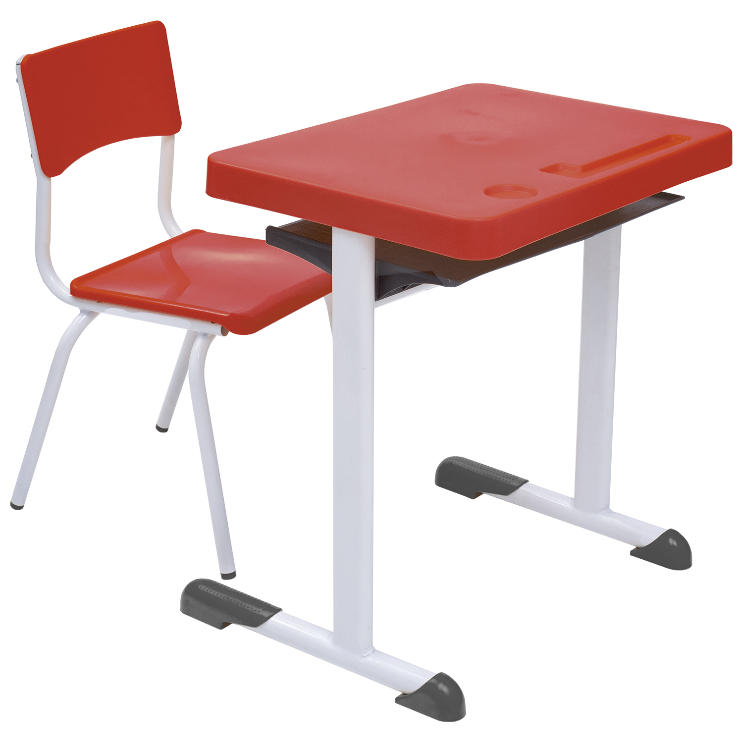 Conjunto Escolar Retangular (Mesa e Cadeira) – JUVENIL (06 a 10 ANOS) – Tampo PP – Vermelho