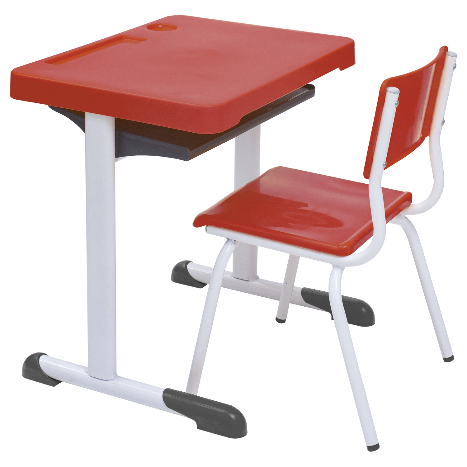 Conjunto Escolar Retangular (Mesa e Cadeira) – JUVENIL (06 a 10 ANOS) – Tampo PP – Vermelho - Imagem 2
