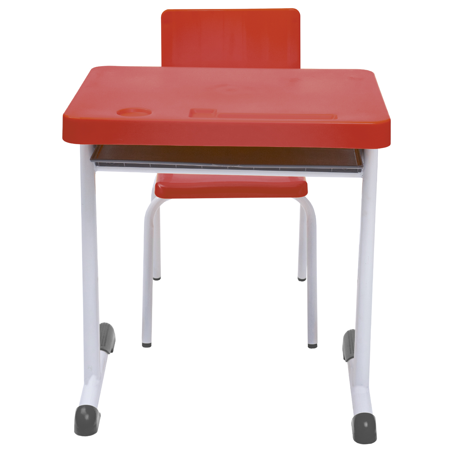 Conjunto Escolar Retangular (Mesa e Cadeira) – JUVENIL (06 a 10 ANOS) – Tampo PP – Vermelho - Imagem 3