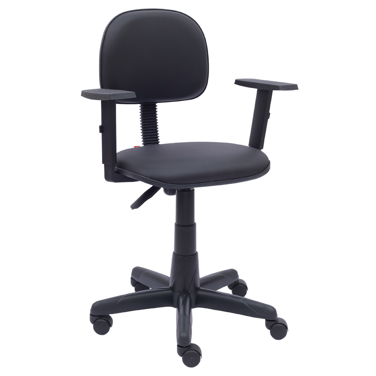 CADEIRA SECRETÁRIA LISA BASE GIRATÓRIA COM "L" FIXO RODÍZIO PP BRAÇO DIGITADOR SIX