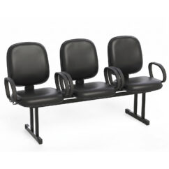 LONGARINA DIRETOR LISA - 03 LUGARES - BRAÇO FIXO CORSA - COURVIN PRETO