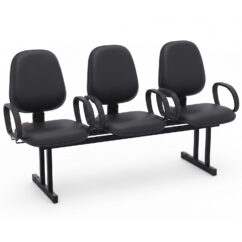 LONGARINA EXECUTIVA ALTA LISA - 03 LUGARES - BRAÇO FIXO CORSA - COURVIN PRETO