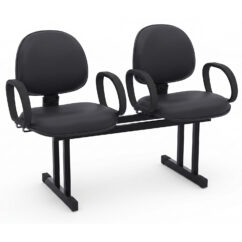 LONGARINA EXECUTIVA LISA - 02 LUGARES - BRAÇO FIXO CORSA - COURVIN PRETO