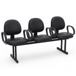 LONGARINA EXECUTIVA LISA - 03 LUGARES - BRAÇO FIXO CORSA - COURVIN PRETO