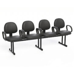 LONGARINA EXECUTIVA LISA - 04 LUGARES - BRAÇO FIXO CORSA - COURVIN PRETO