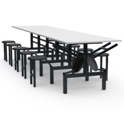 MESA REFEITÓRIO C/ ASSENTO ESCAMOTEÁVEL - TAMPO MDF - 12 LUGARES PP