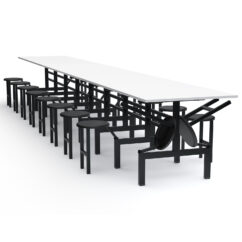 MESA REFEITÓRIO C/ ASSENTO ESCAMOTEÁVEL - TAMPO MDF - 18 LUGARES PP