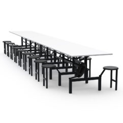 MESA REFEITÓRIO C/ ASSENTO ESCAMOTEÁVEL - TAMPO MDF - 20 LUGARES PP
