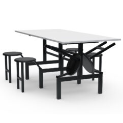 MESA REFEITÓRIO C/ ASSENTO ESCAMOTEÁVEL - TAMPO MDF - 06 LUGARES PP