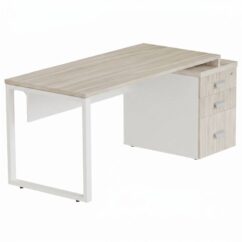 MESA DIRETIVA PÉ QUADRO COM GAVETEIRO DIREITO 2 GAV + PAST - FRESNO/BRANCO