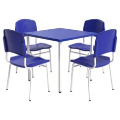 Conjunto Coletivo Escolar Quadrado c/ 4 Cadeiras – ADULTO (Acima de 10 Anos) – Azul