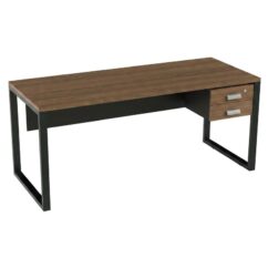 MESA RETA PE QUADRO 170X70 PRIMA 40 C/ GAVETEIRO FIXO 2 GAVETAS - NOGAL MÁLAGA / PRETO